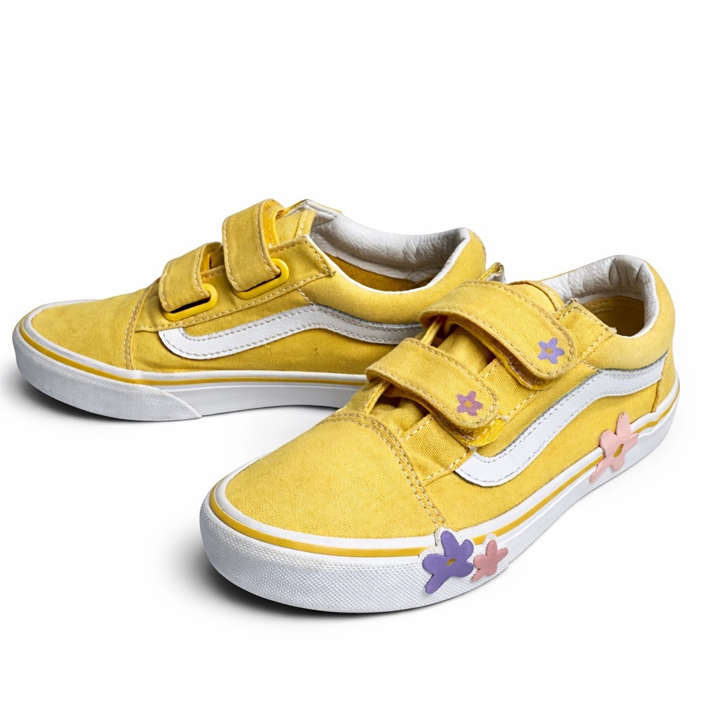 Vans Kids Yellow Sneakers with Floral Accents